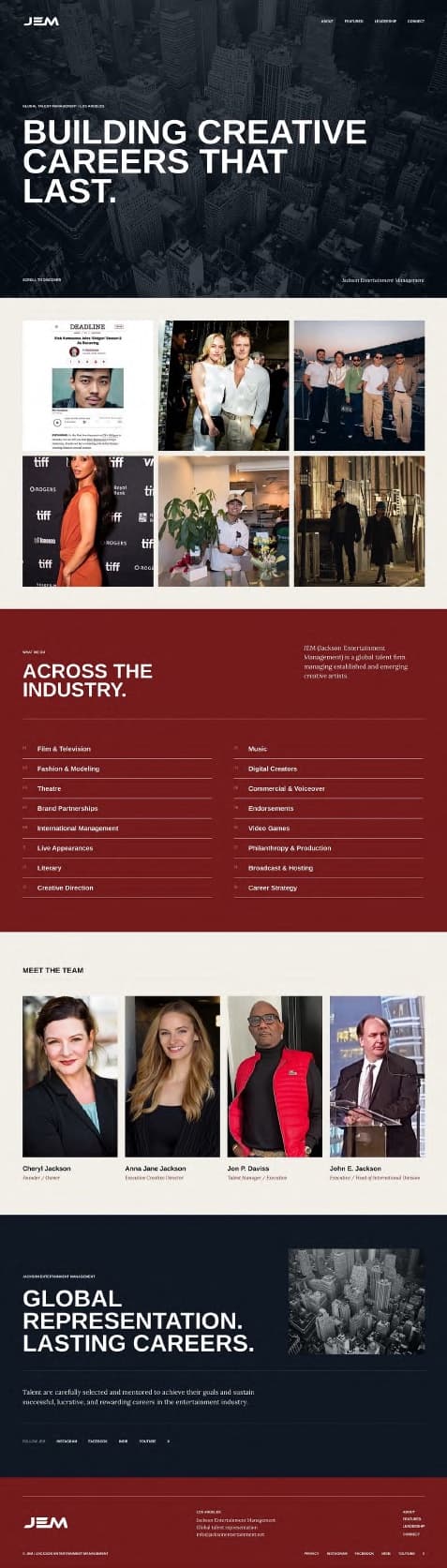 The full homepage design in Figma, from the hero down to the footer